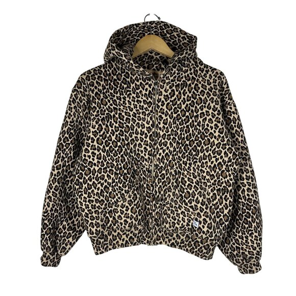 Akimbo Club Organic Cotton Full Zip Leopard Hoodie Womens Size M Heavy Jacket - Picture 1 of 9